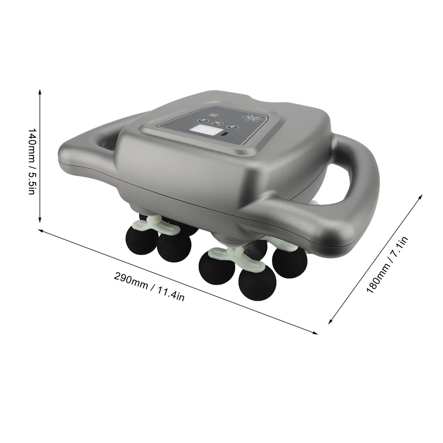 16 Heads Massager 99 Gears Adjustment Rechargeable Massage Device for Back Shoulder Neck Gray