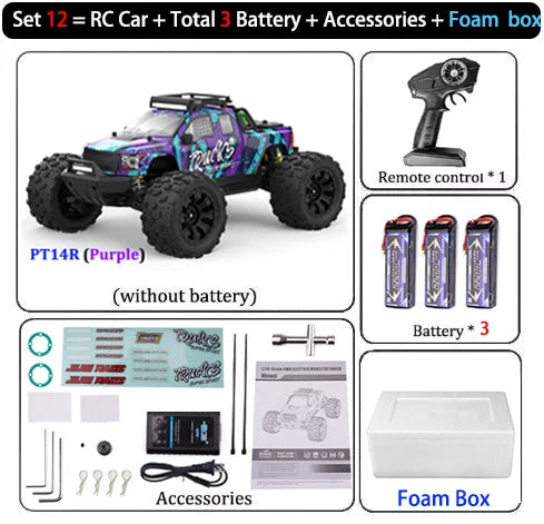 JIUSI PT14R / MT14R 1/14 RC Car 4WD 80KM/H Brushless 2.4G Remote Control Off-Road Drift Truck High Speed Racing Car Toy For Kids