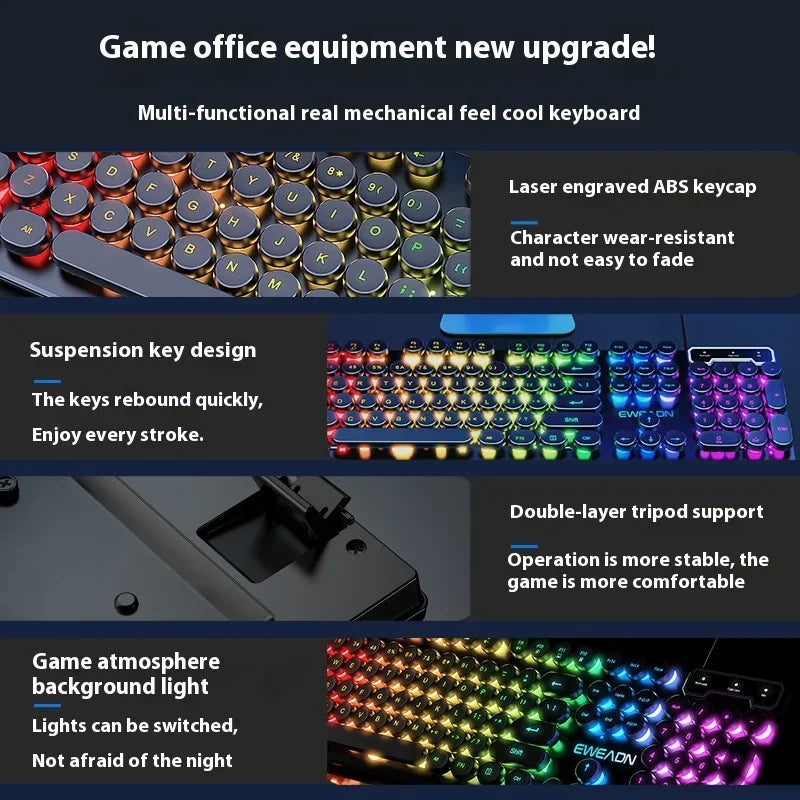 Gaming Wired Keyboard Mechanical Feel E-Sports 104 Keys Usb Wired Mouse Wired Keyboard Pc Gamer Accessories for Laptop Gamers