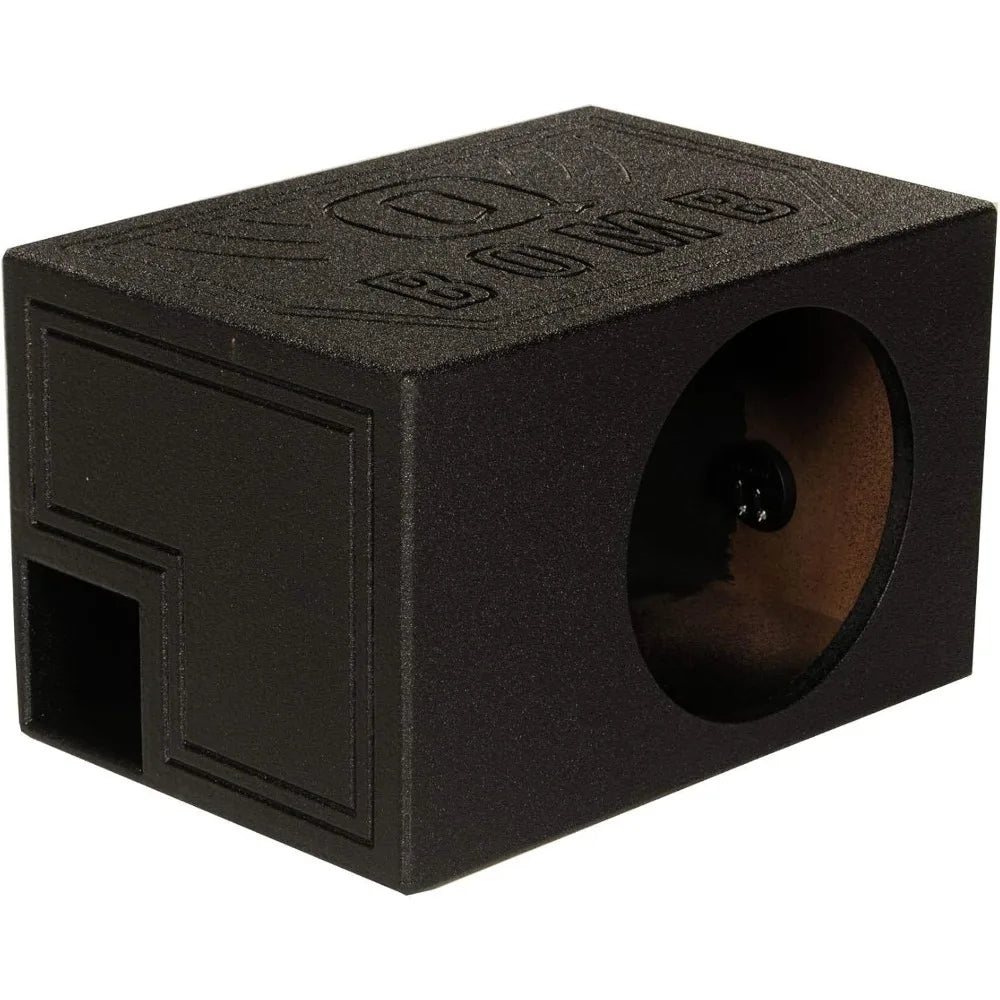 QPower QBOMB, Single 10" Tough Vented Shallow Ported Car Audio Subwoofer Box Enclosure with 1.4 Cubic Feet of Air Space, Black