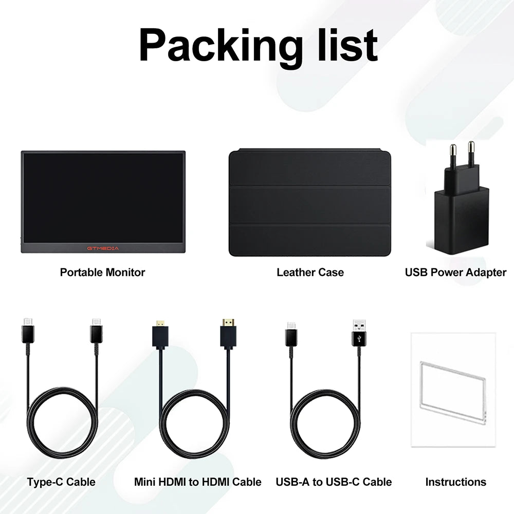 GTMEDIA 17.3 Inch Portable Monitor IPS FullHD Screen 1920*1080 Travel Gaming Display for Laptop/Macbook In Stock At US Warehouse