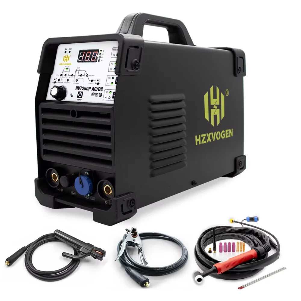 HZXVOGEN 6IN1 HVT250P AC/DC HF TIG Welding Machine Multi Function Aluminum/Stainless Welding Pulse 2T/4T ARC MMA IGBT Welder