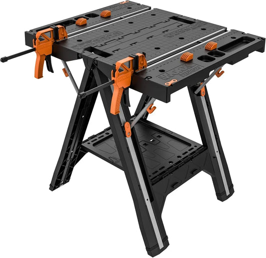 2-in-1 Folding Work Table & Sawhorse, Easy Setup Portable Workbench, 31" W x 25" D x 32" H Lightweight Worktable with