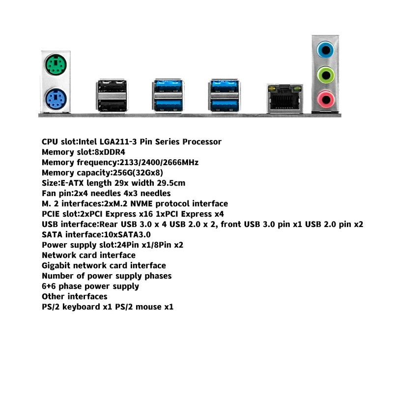 JGINYUE X99 dual CPU motherboard LGA 2011-3 supports Xeon E5 V3 V4 CPU DDR4 memory eight channels Dual  X99-9D4