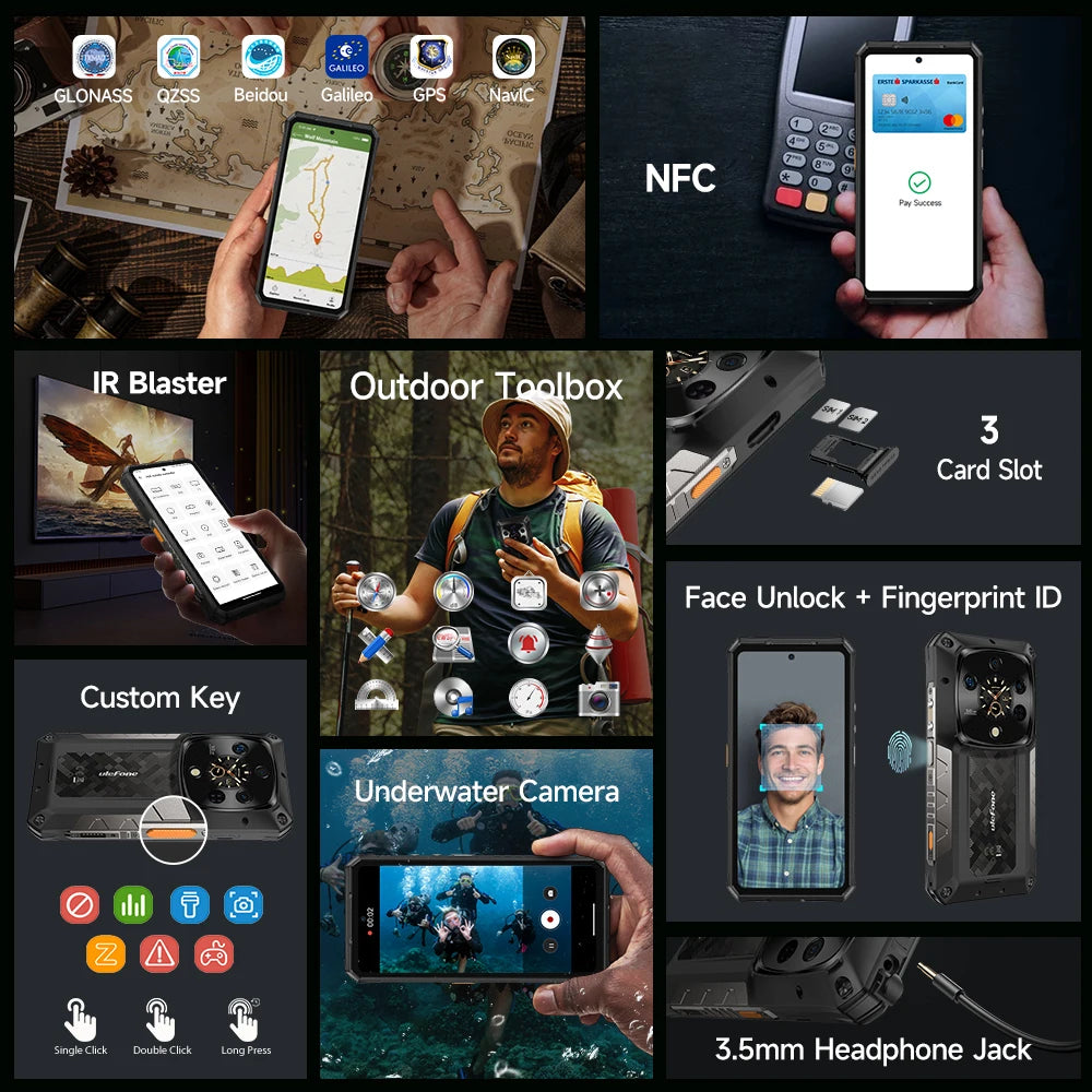 【Ships from US 】Ulefone Armor 28 Pro 5G AI Rugged Phone 512GB ROM Smartphone 120W 10600mAh 6.67”AMOLED 64MP Mobile phone