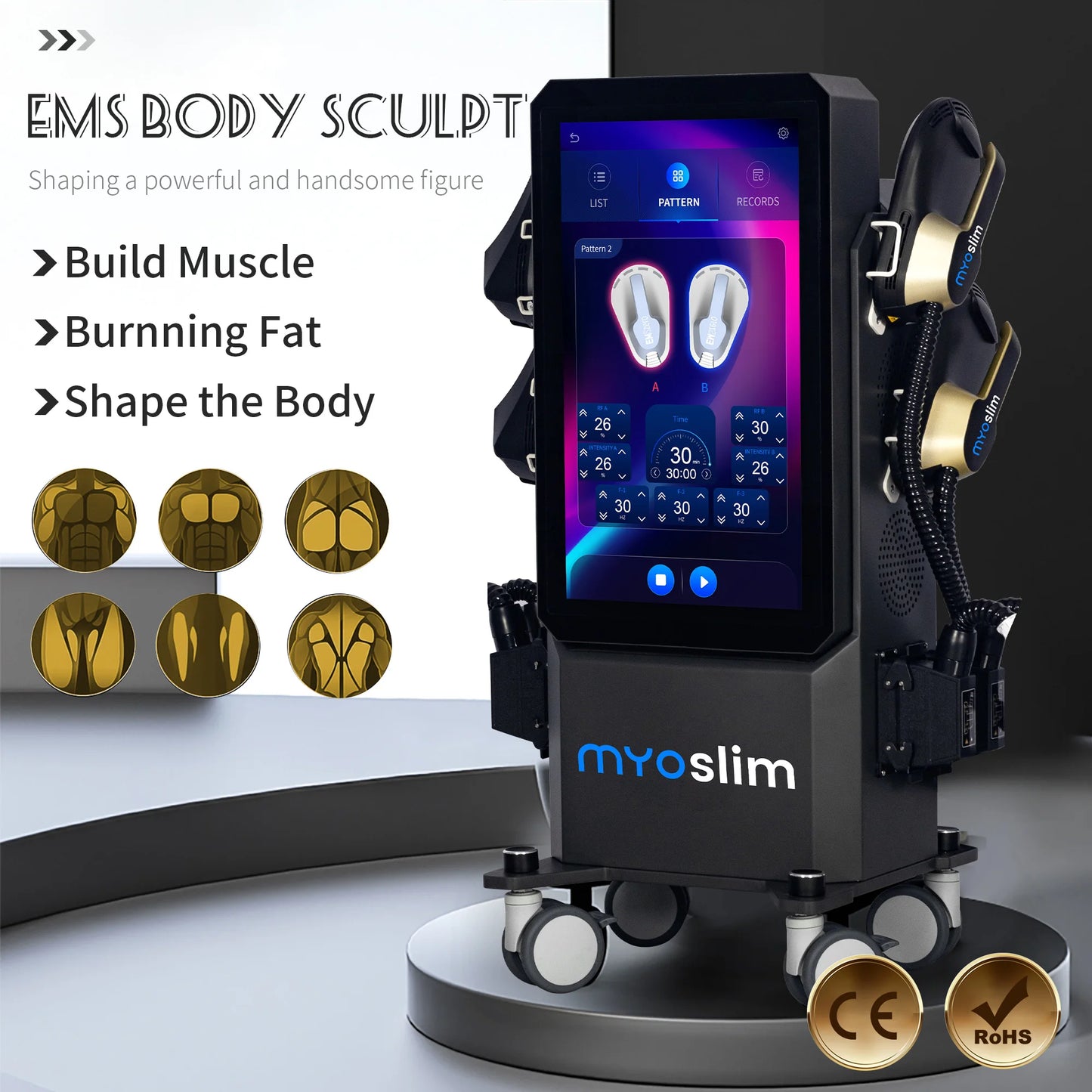 Ultra EMS Body Sculpting Machine Upgrade 6500W myoslim RF ABS Muscle Stimulator Professional Abdominal Muscle Building Slimming
