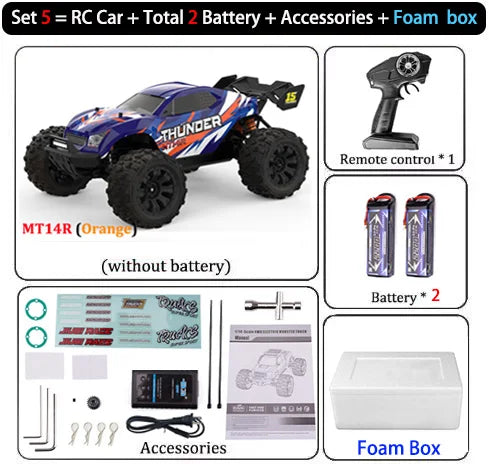 JIUSI PT14R / MT14R 1/14 RC Car 4WD 80KM/H Brushless 2.4G Remote Control Off-Road Drift Truck High Speed Racing Car Toy For Kids