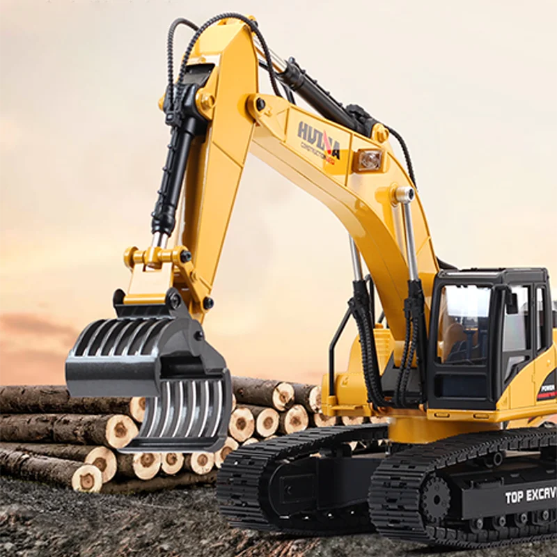 US Stock HUINA 1/14 RTR 23CH Metal RC Excavator 580 Remote Control Truck Car Light Sound Battery Outdoor Toys Boys Gift TH18060