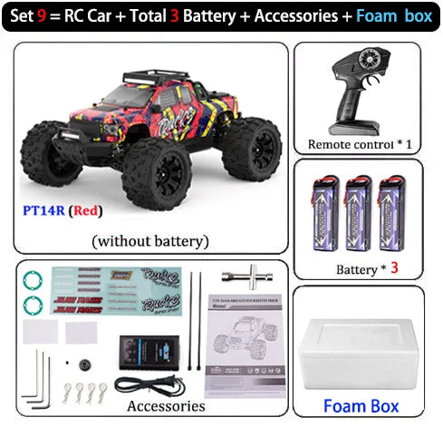 JIUSI PT14R / MT14R 1/14 RC Car 4WD 80KM/H Brushless 2.4G Remote Control Off-Road Drift Truck High Speed Racing Car Toy For Kids