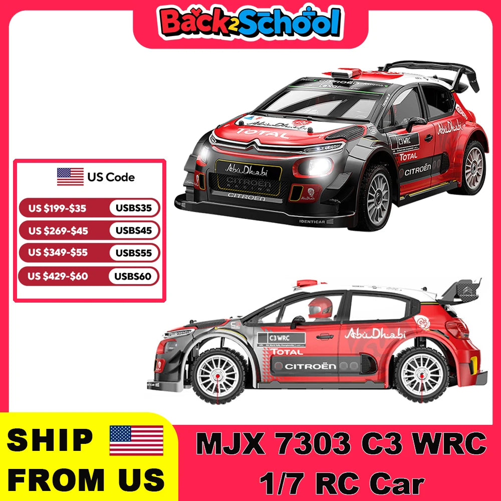 MJX 7303 C3 WRC 1/7 RC Car Brushless Drift Remote Control 60km/h Four-Wheel Drive High-Speed Rally Car Professional Toy Vehicle