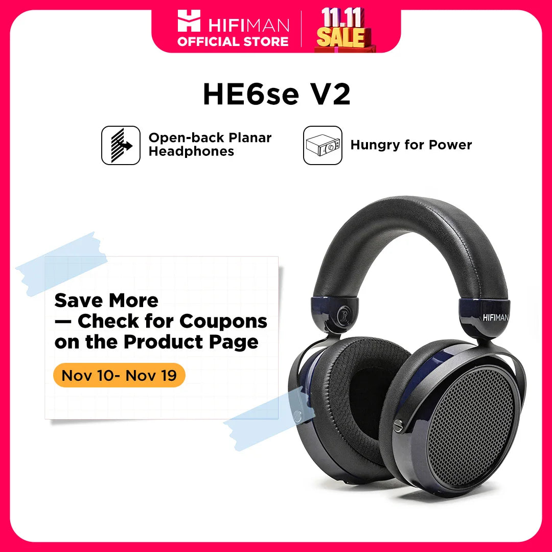 HIFIMAN HE6se Full-Size Over Ear Planar Magnetic Audiophile Headphones