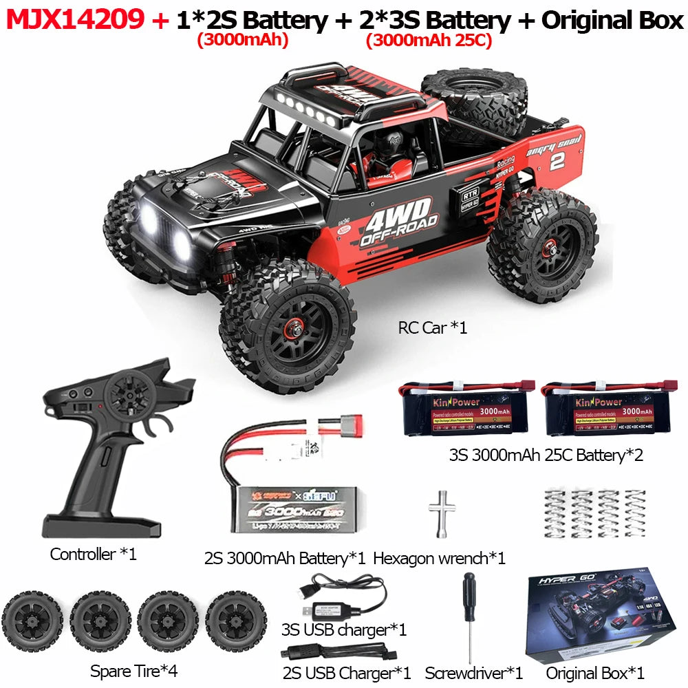 75km/h Brushless Hyper Go MJX 14209 1/14 RC Car 2.4G Remote Control 4WD Off-road Racing RC Truck Electric Hobby Toy