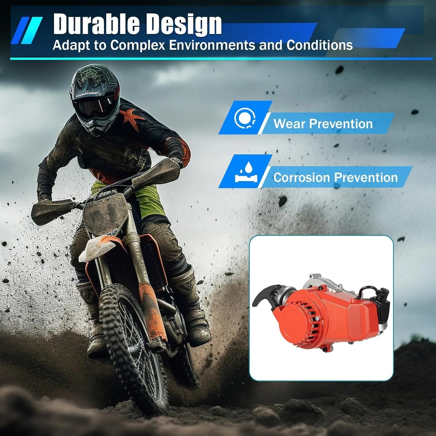 49cc 2 Stroke Racing Engine Motor, Gasoline Engine Single Cylinder Pull Rope Start Motor for Dirt Bike Pocket Bike ATV Scooters