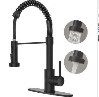 Modern Brushed Nickel Kitchen Faucet, Pull Down Sprayer Single Handle, Compact Design for 1 or 3 Holes