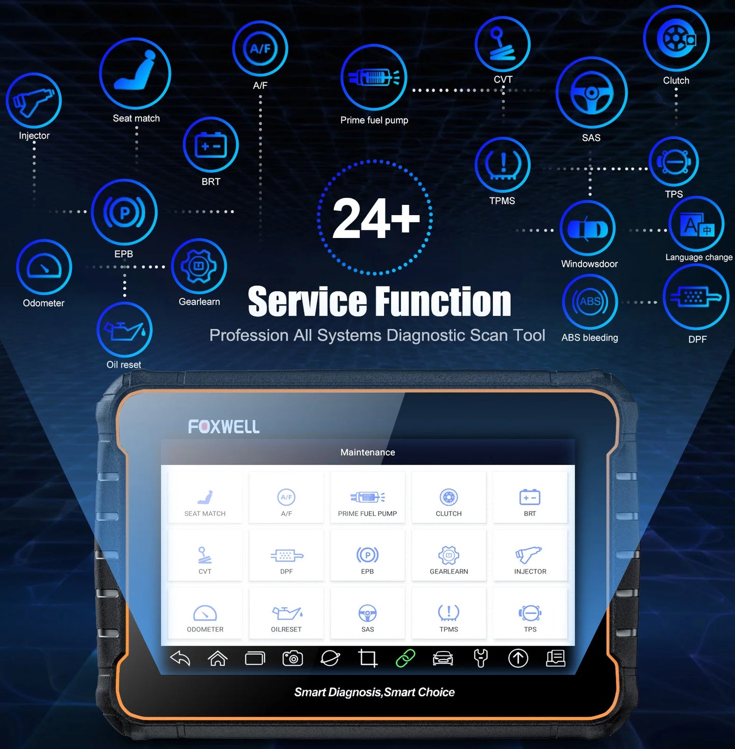 Foxwell GT60 OBD2 Automotivo Scanner 24+ Reset ABS SAS TPMS Reset ODB 2 OBD2 Scanner Bluetooth All System Diagnostic Tool