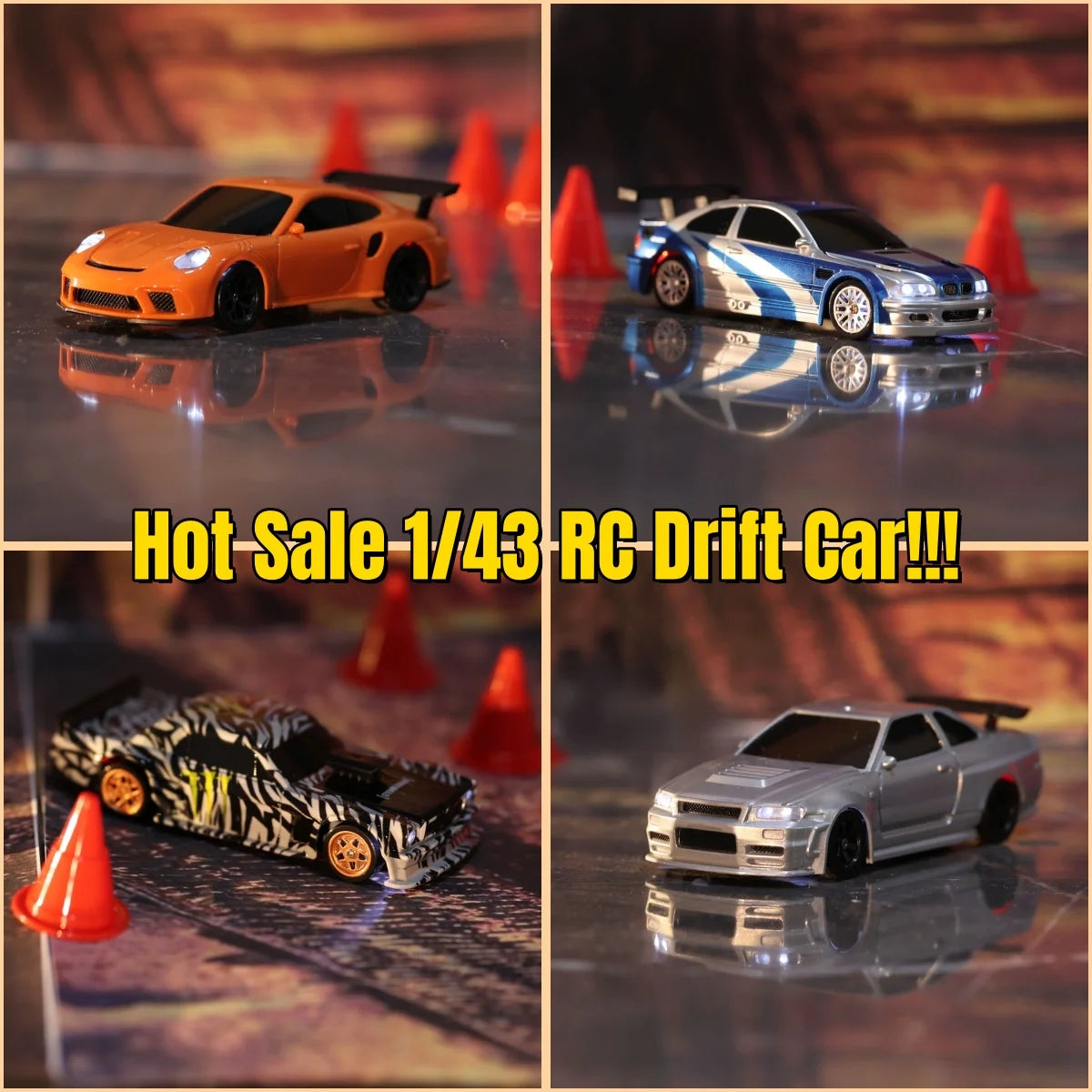 US Stock RC Drift Car 1/43 RTR Race 4WD Gyro Four-wheel Drive Radio Control High Speed Model 2.4G Racing Drifting Cars Toy Model