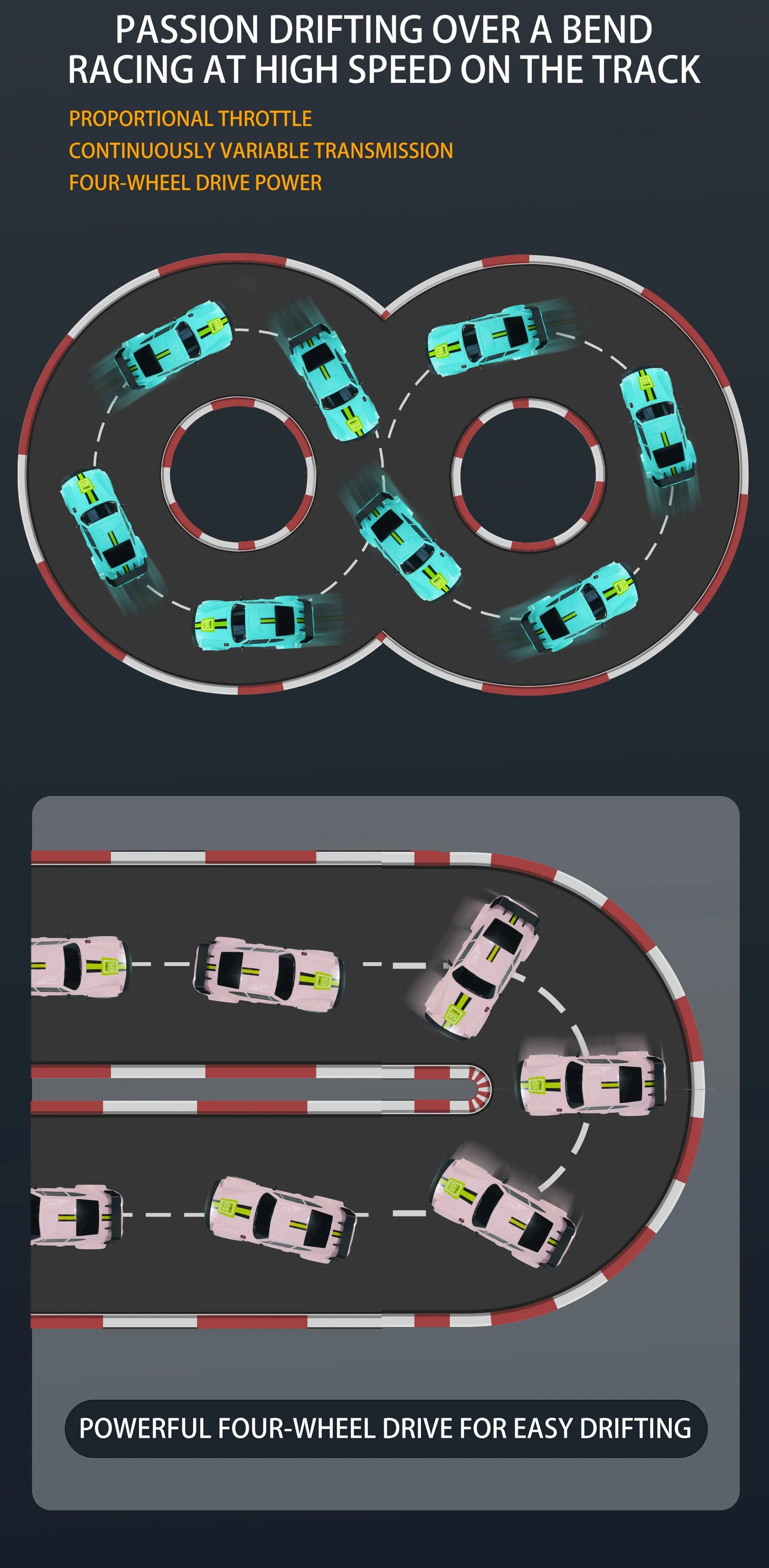 RC Drift Sports Car 4WD 1:20 2.4G Four-wheel Drive with Light Remote Control Car High Speed Off-road Racing Car Toy for Kids