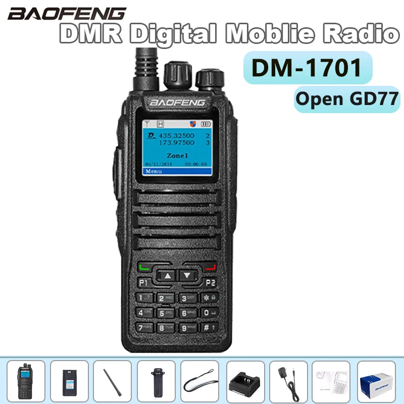 Baofeng DM-1701DMR Walkie Talkie Open GD77 Dual Mode Analog/Digital Two Way Radio Tier1+2 Dual Time Slot Ham Dual Band FM Radio
