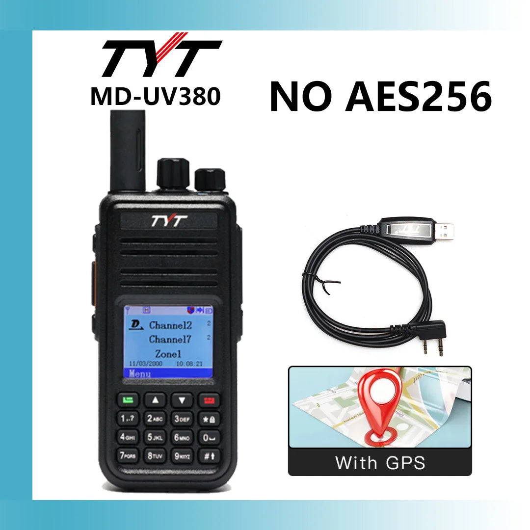 TYT NEW AES256 Encryption MD-UV380/390  Digital Walkie Talkie VHF UHF Dual Band Waterproof Radio GPS Ham Radio DMR Walkie Talkie