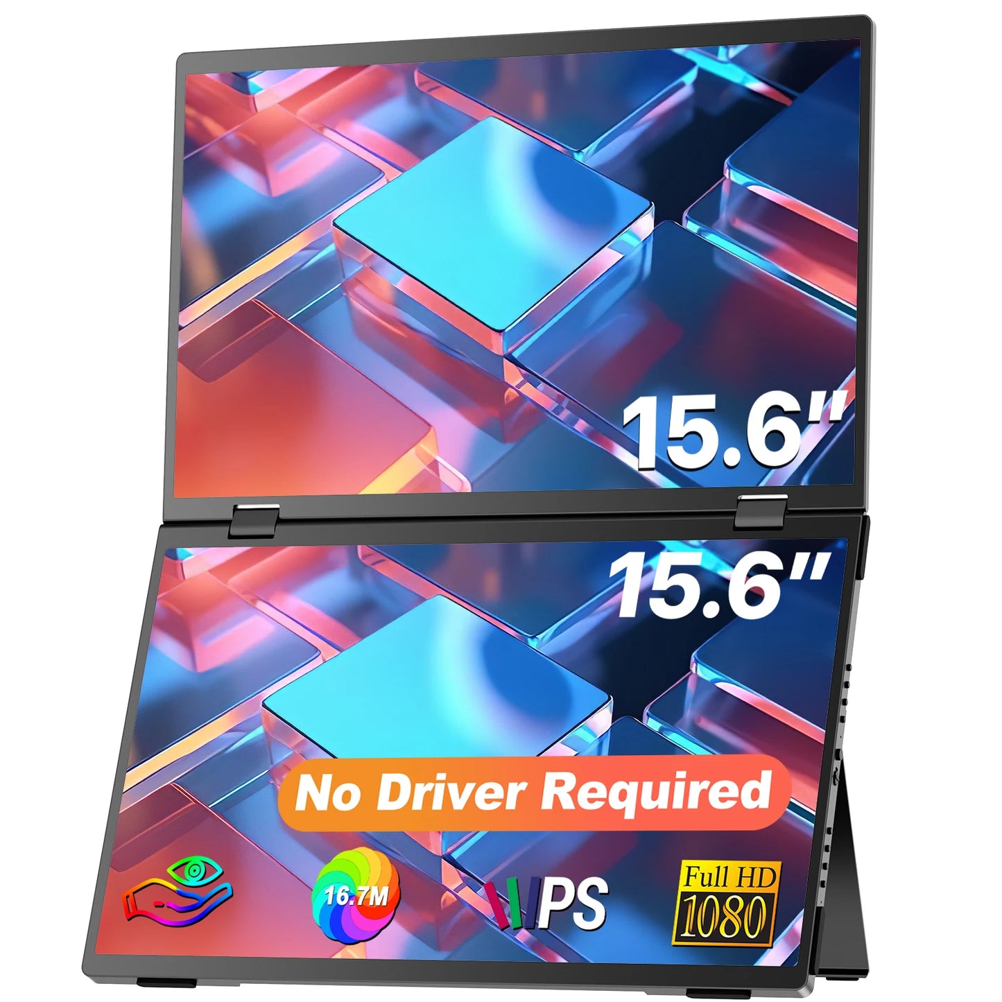 EVICIV Stacked Portable Monitor 15.6 Inch Dual Foldable Travel Display 1080P 100% sRGB USB-C HDMI Triple Laptop Screen Extender