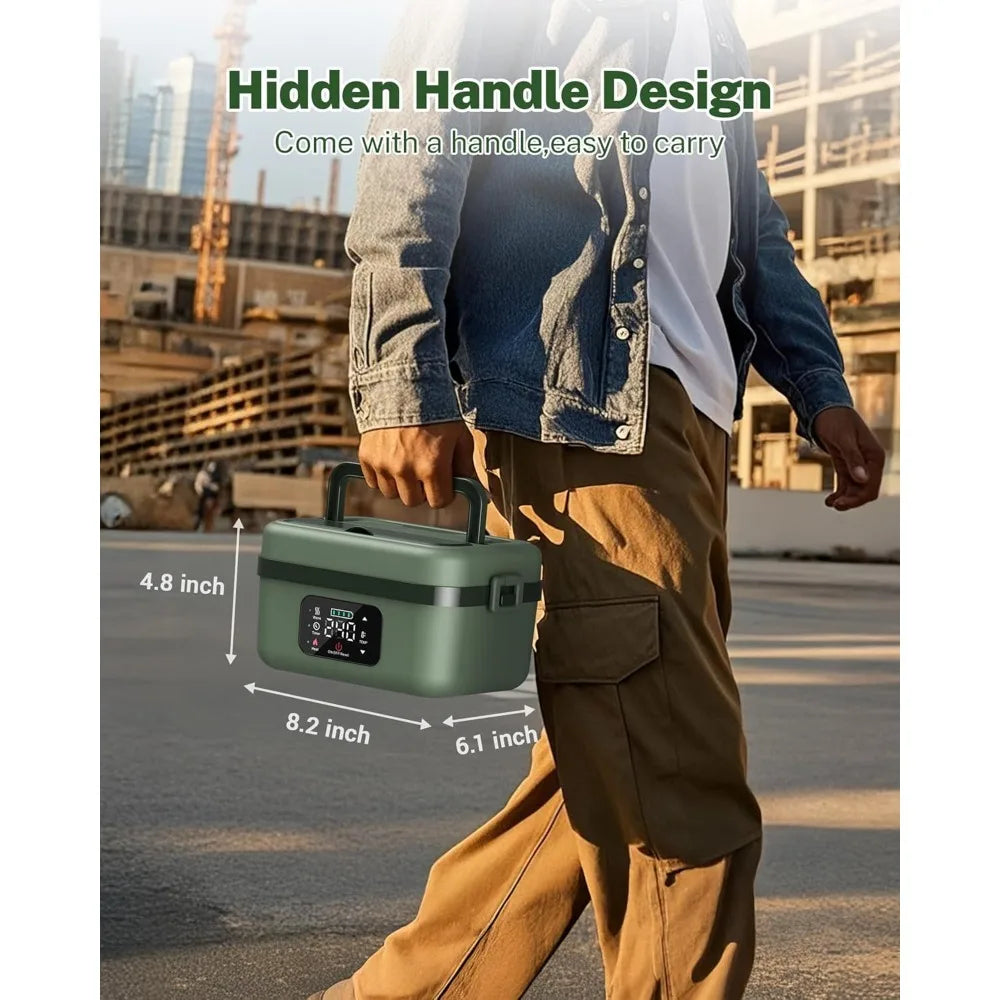 Best -Cordless Electric Lunch Box for Adults,16000mAh Rechargeable Self-Heating Lunch Box Food Warmer w/Timer&Adjustable Heating