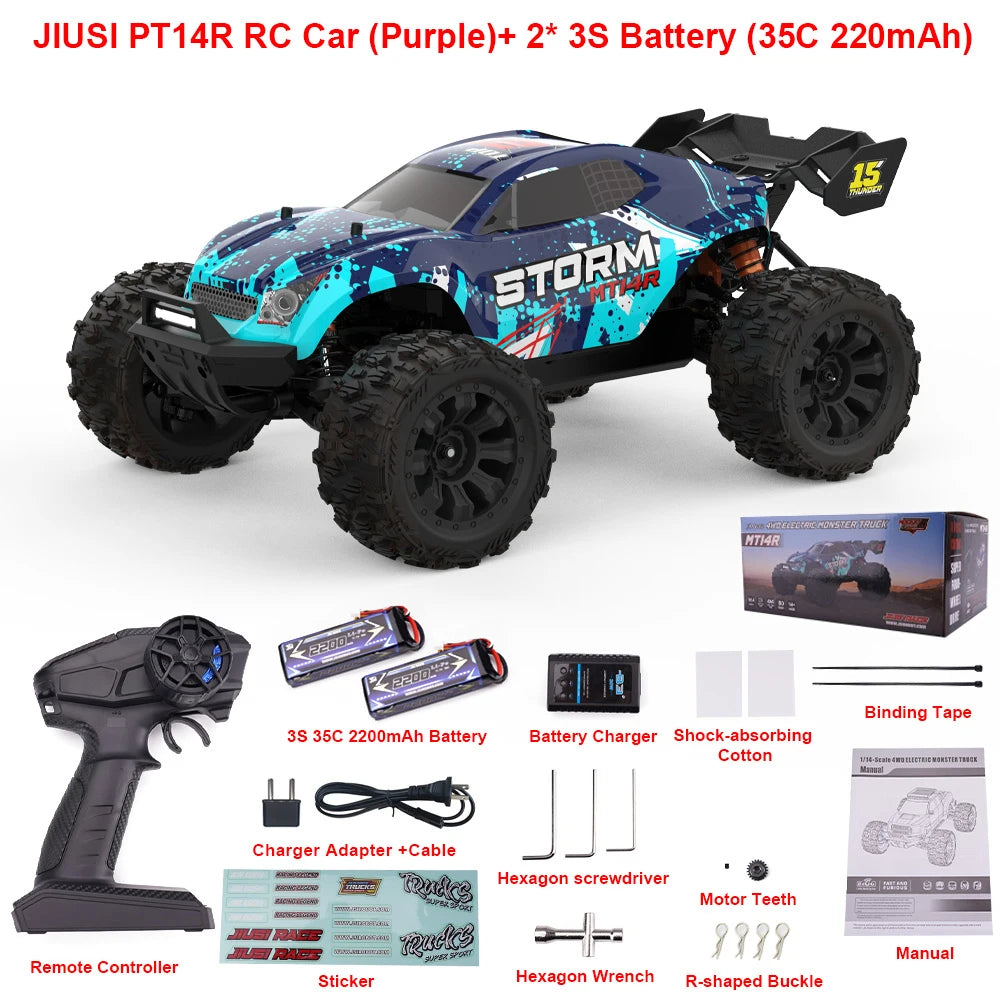 JIUSI PT14R MT14R 1/14 Racing Car 4WD 80km/h Brushless 2.4G Remote Control RC Car High Speed Off-road Drift Truck RC Toy As Gift