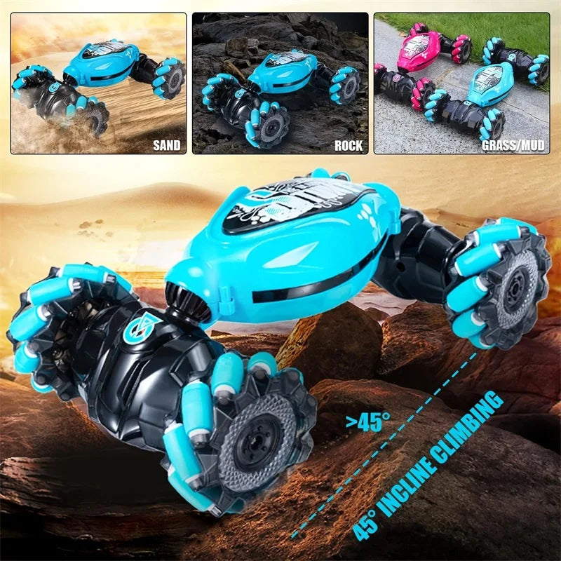 1:14 4WD RC Drift Car 2.4G Gesture Radio Remote Control Stunt Car With Music Led Lights 360° Rotating Climbing Car Toy Kid Gifts