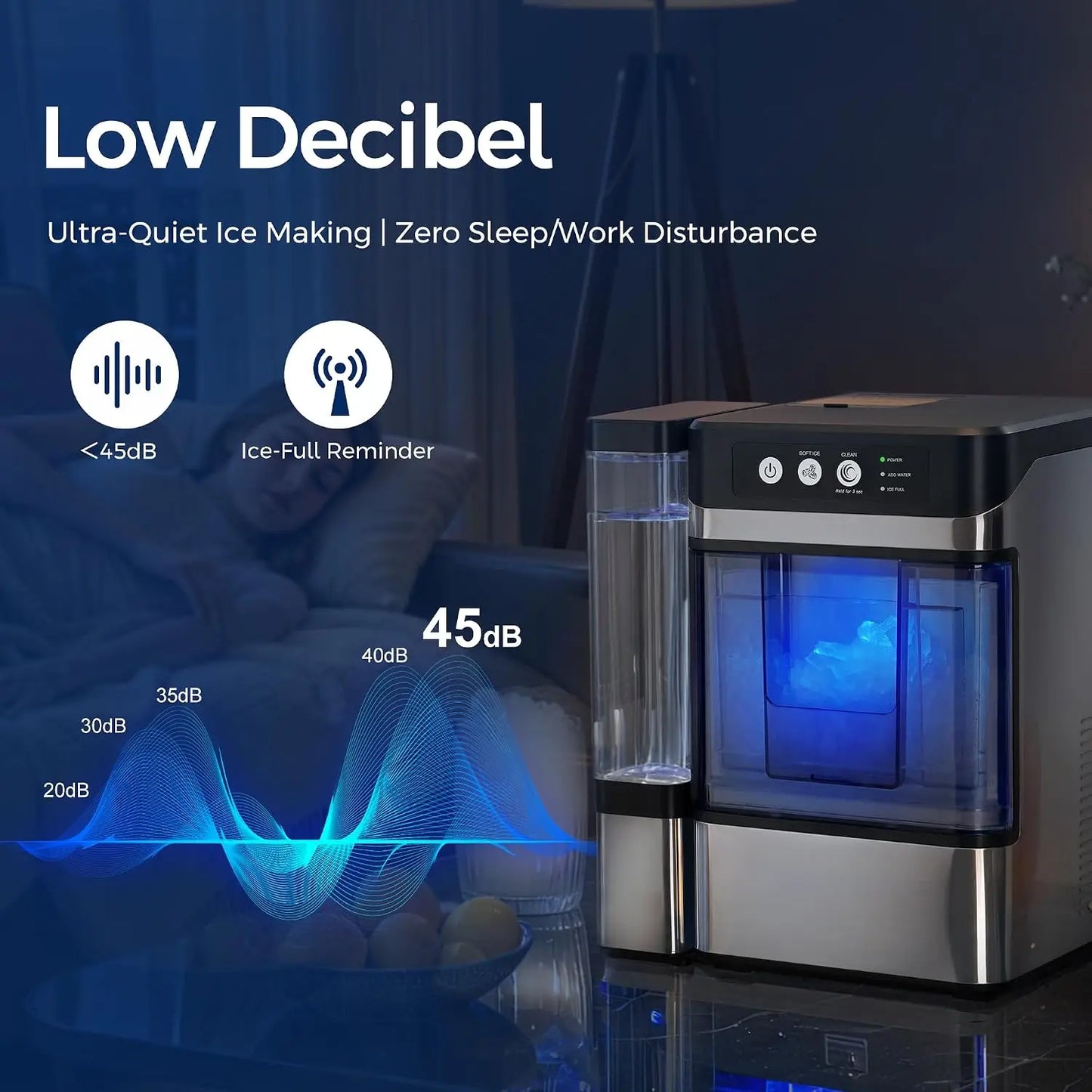1. **Countertop Ice Maker 41 Lbs/24h, Chewable Nugget Ice Machine with Side Water Tank, Ready in 6 Mins, Customized**