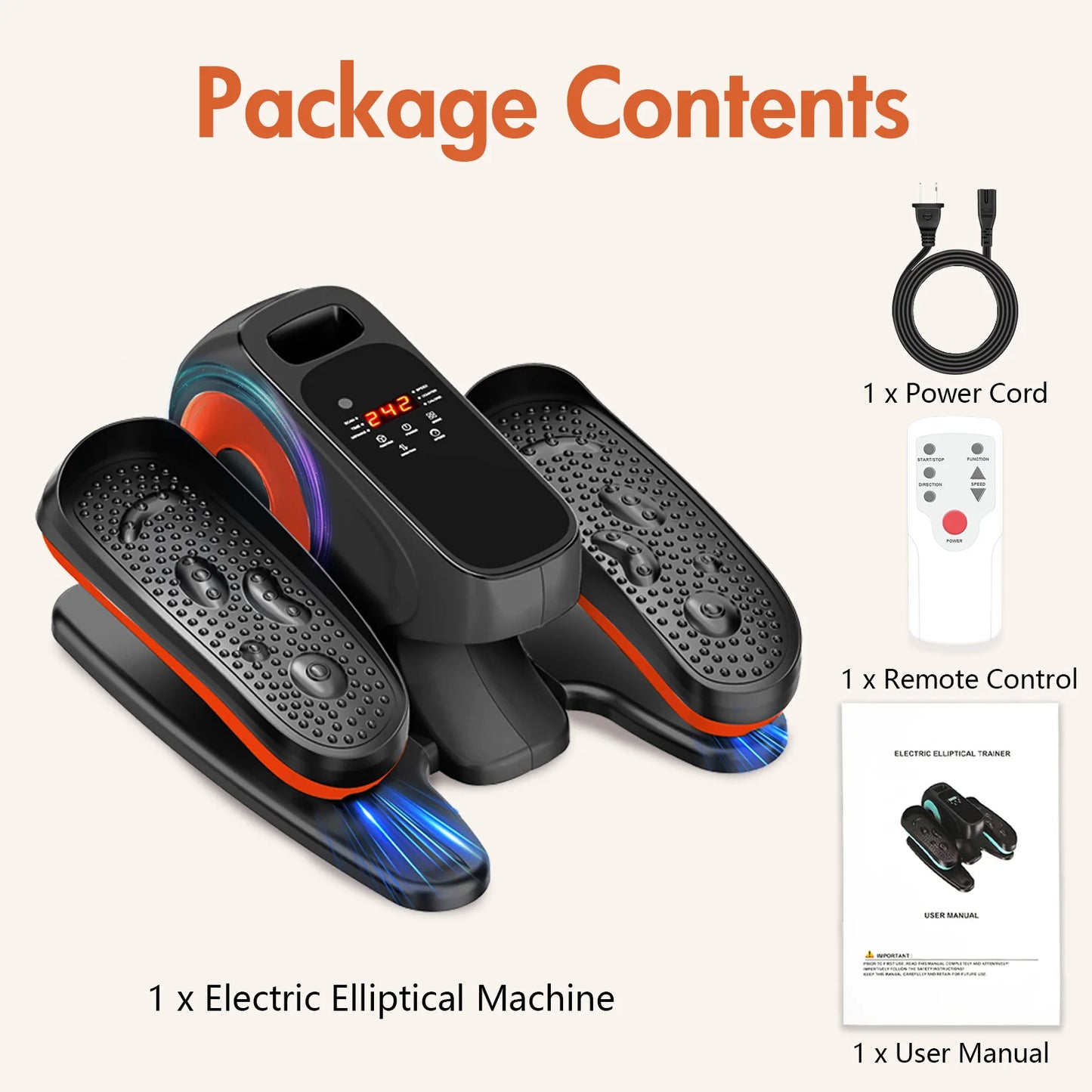 Under-Desk Elliptical Machine Seated Electric Pedal Exerciser LED Display 3 Auto Modes and 15 Speed Levels  for Seniors Adults