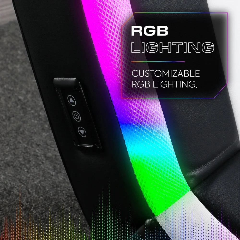 RGB Lighting Floor Rocker Gaming Chair Ergonomic Design Comfortable PU Leather Video Game Chair Hassle-Free Setup Kids