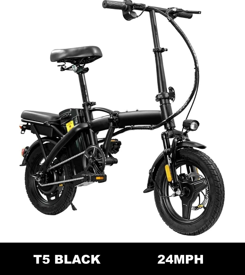 Adult folding basket electric bicycle, 400W high-speed 48V detachable battery, 14 inch front and rear double brake electric bicy