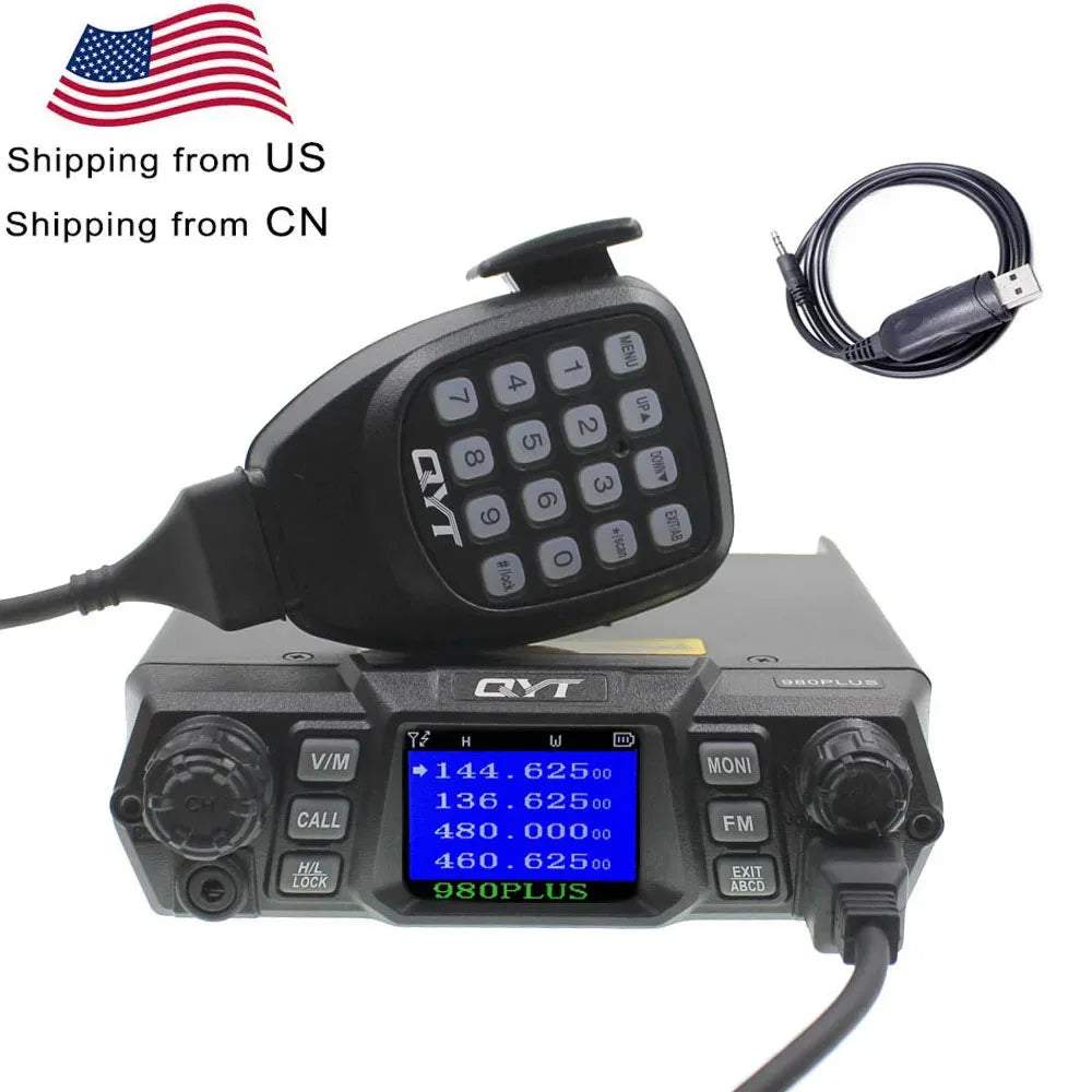 QYT KT-980Plus High Power 50W Dual Band 136-174&400-470MHz 200CH Dual Band Quad Standby Car Mobile Two Way Radio 980plus