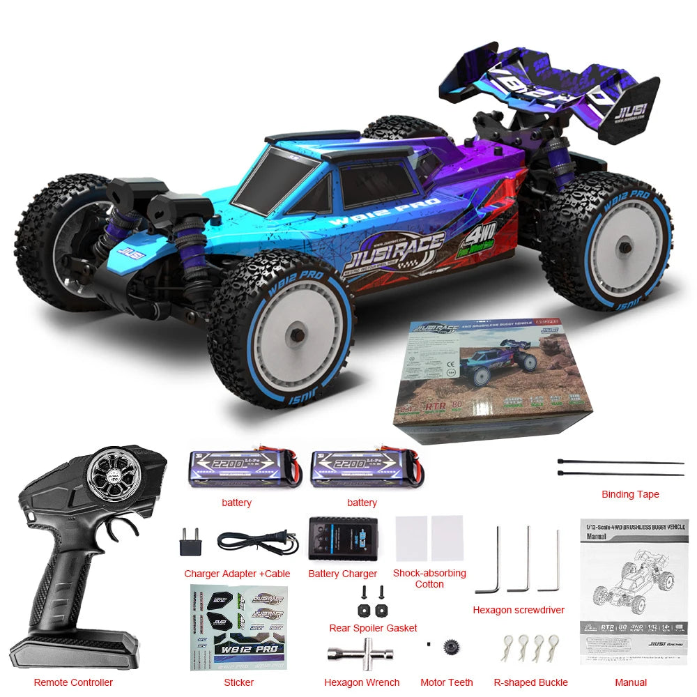 JIUSI WB12 PRO 1/12 Racing Car 4WD High Speed 80KM/H Brushless Remote Control Car Off-road Competitive Drift RC Car Toy Kid Gift