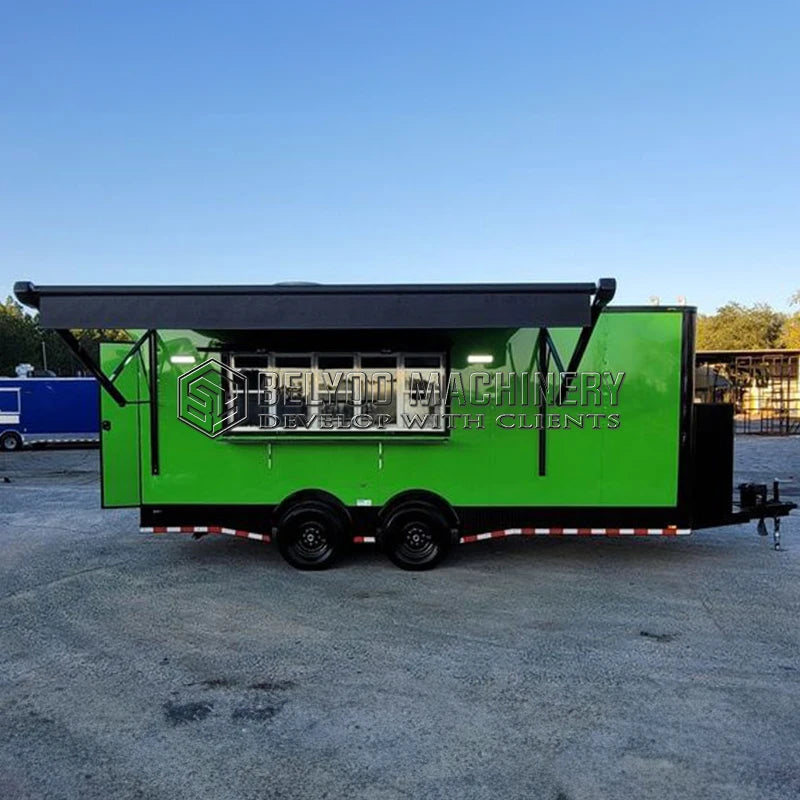 Food Truck New Arrival Outdoor Kitchen Fast Food Trailer With Cooking Equipment Taco Bbq Mobile Food Cart for Sale Europe
