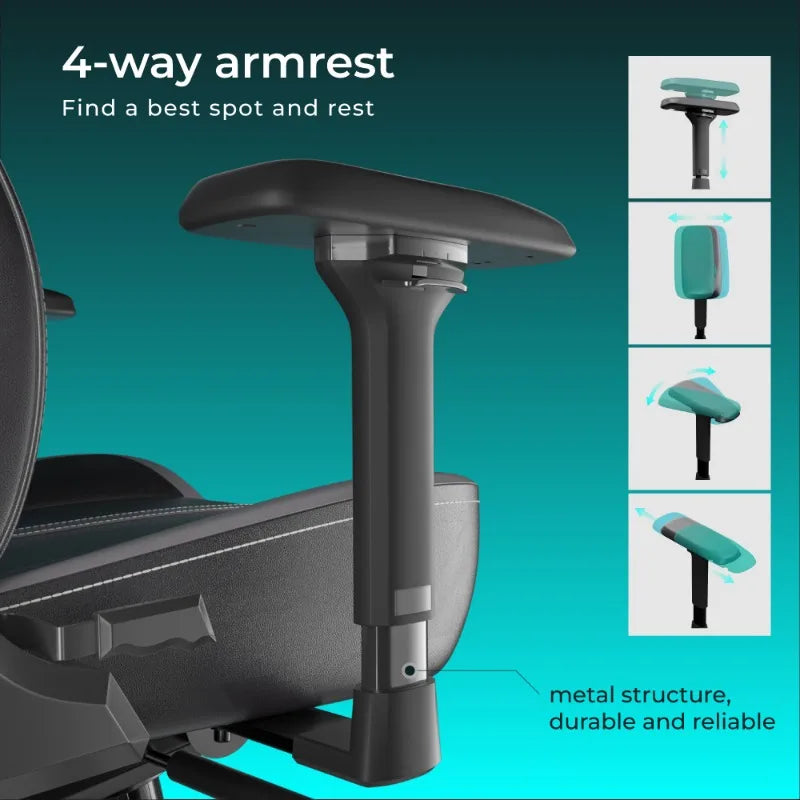 Morphling Gaming Chair Dynamic Lumbar Support and Thicken Seat, Height Adjustable Game Chair with 360°-Swivel Seat