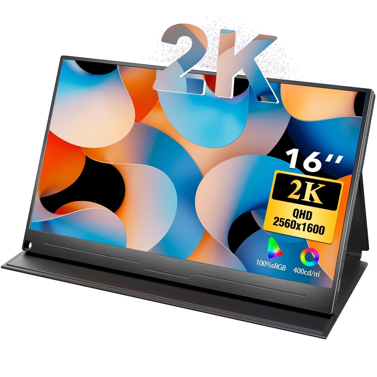 UPERFECT 2K Portable Monitor 16'' 60Hz LCD Gaming Display 2560x1600 QHD Travel Laptop IPS USB C Computer External Second Screen