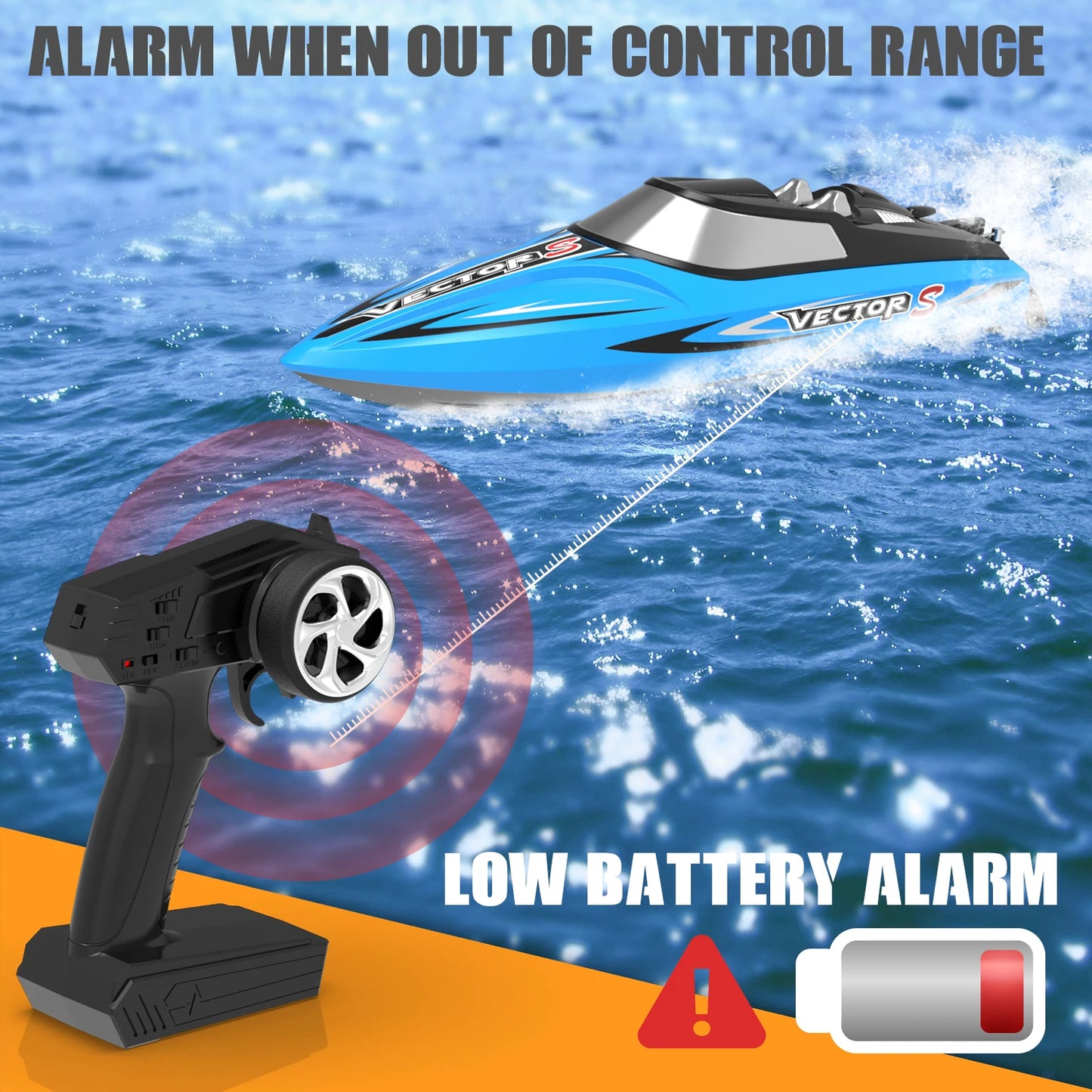 VOLANTEXRC RC Boat Racing High Speed Boat Control 2.4GHZ 48kmh Brushless Auto Self-Righting For Lake/Pool 797-4 With 1 Battery