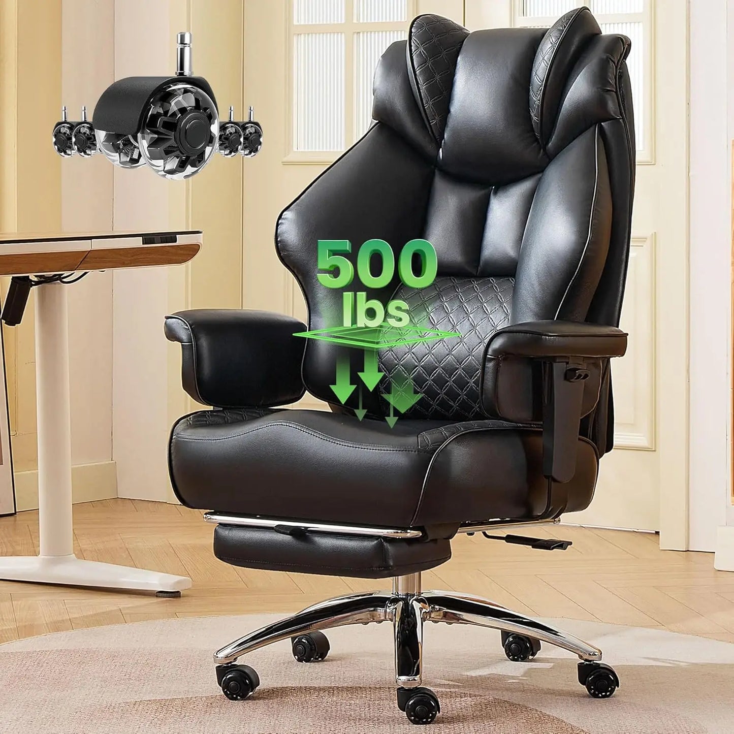 500lbs Big and Tall Office Chair Adjustable Lumbar Support, Extra Wide Seat Ergonomic Gaming Chair with Footrest,, Customized