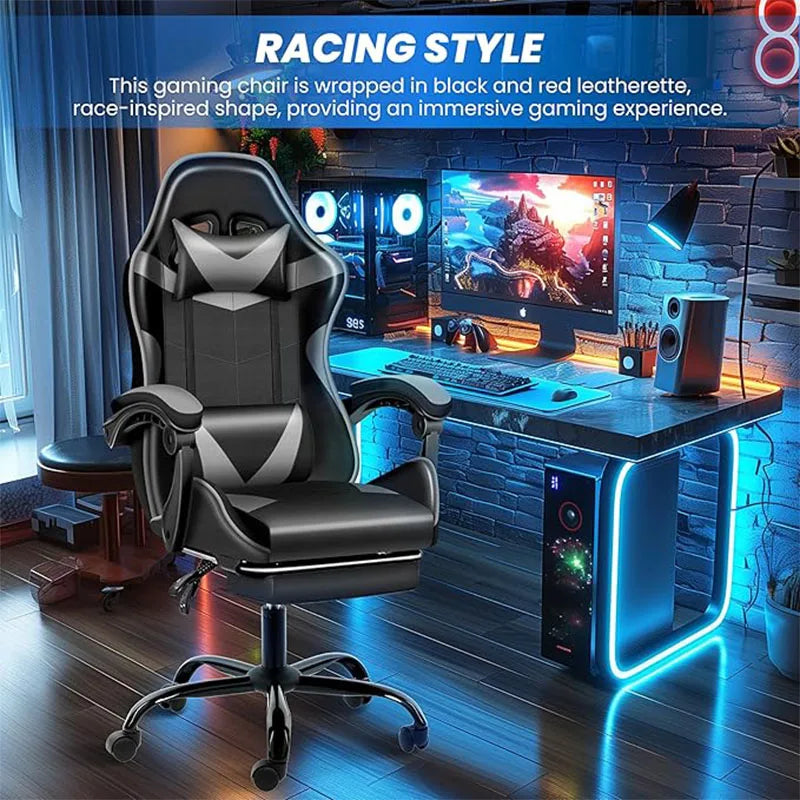 YSSOA Gaming Chair, Computer Chair with Footrest,Swivel Recliner Ergonomic Racing Style Video Game Chair with Lumbar Support,