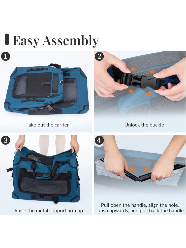 Extra Large Cat Carrier for 2 Cats, Collapsible Soft Sided Pet XL Crate for Large Mudium Big Cat 20lbs+, Car Travel Portable Bag