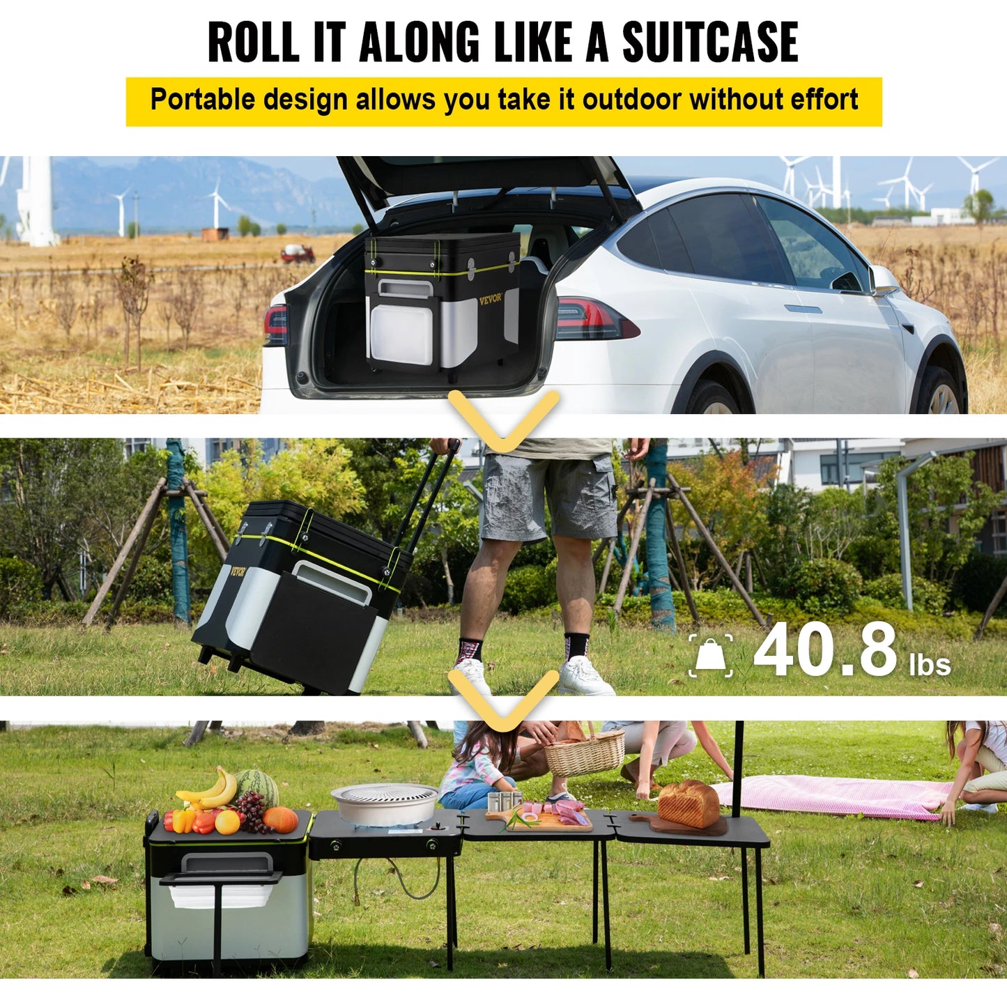 VEVOR Mobile Kitchen Portable Multifunctional Camp Box w/ Wheels All in One Integrated Camping Cooking Station Foldable Outdoor
