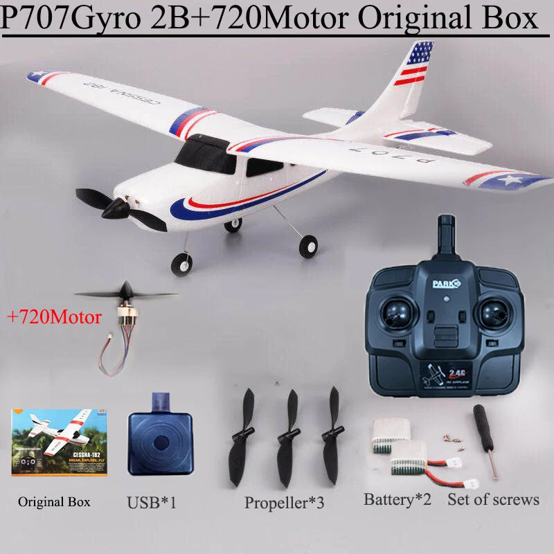 Park10 RC Airplane P707G 2.4G 3D/6G With Gyroscope 3Ch RC Airplane Fixed Wing Plane Outdoor Toys Drone RTF CESSNA 182 Plane Gift