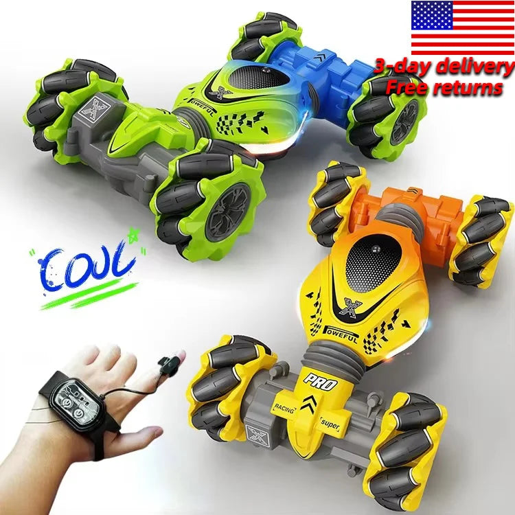 Newest 4WD RC Stunt Car 2.4G Radio with 1/2/3 Battery Remote Control Cars RC Watch Gesture Sensor Rotation Electronic Toys Gifts