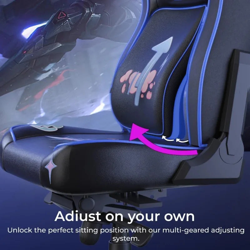 Morphling Gaming Chair Dynamic Lumbar Support and Thicken Seat, Height Adjustable Game Chair with 360°-Swivel Seat