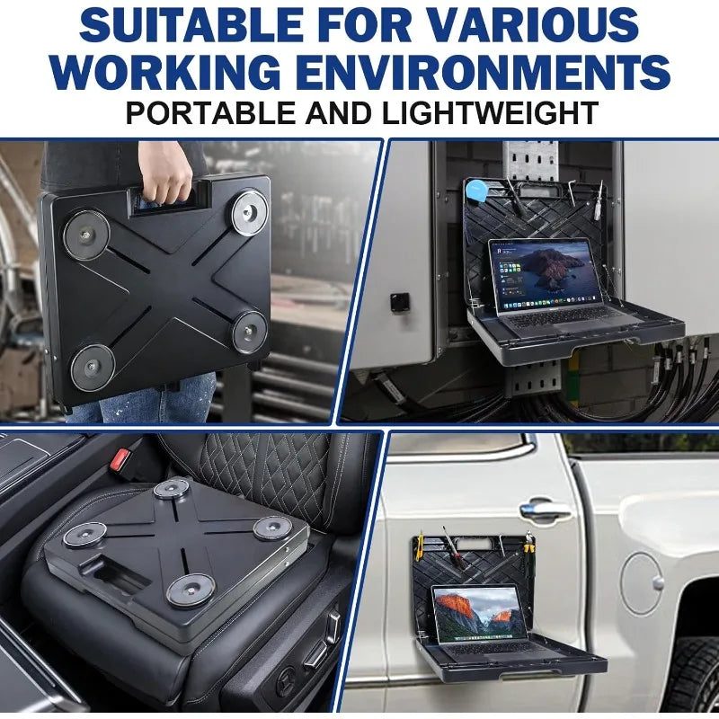 Magnetic Laptop Stand, Portable Workstation with 4 Super Strong Magnets, Rated at 45 Pounds, Magnetic Toolbox Attach to HVAC, Tr