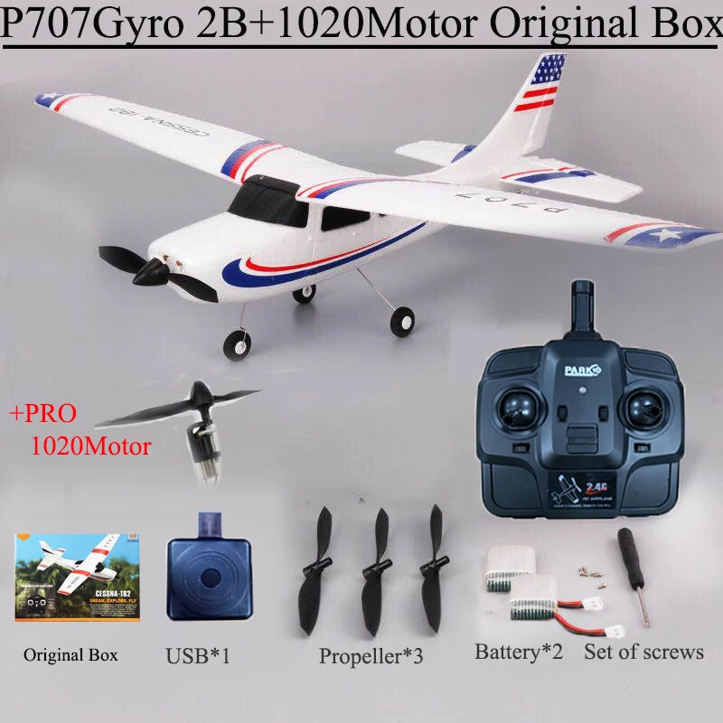 Park10 RC Airplane P707G 2.4G 3D/6G With Gyroscope 3Ch RC Airplane Fixed Wing Plane Outdoor Toys Drone RTF CESSNA 182 Plane Gift