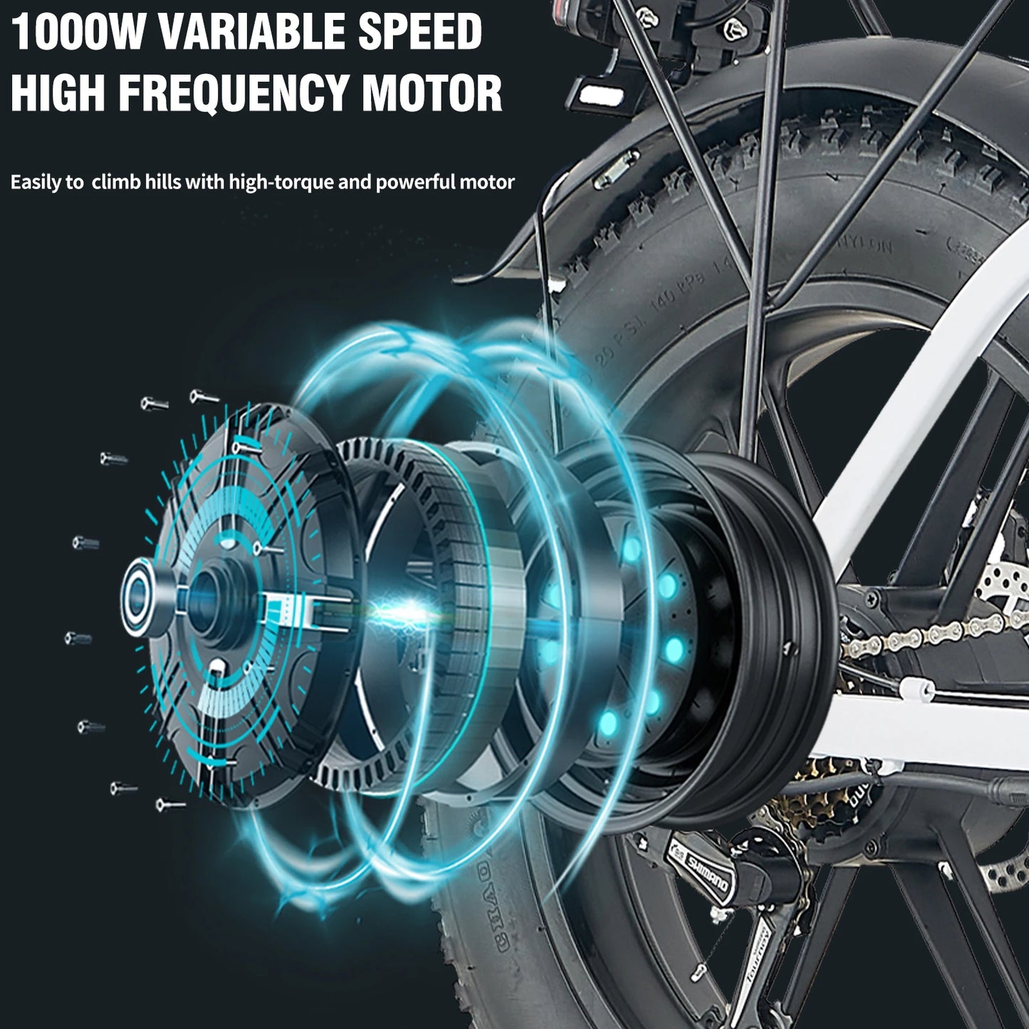 Kickwey L20 Folding Electric Bicycle 1000w Motor 48V Removable Battery Electric bikes for Adult 20 Inch Fat Tire Foldable E Bike