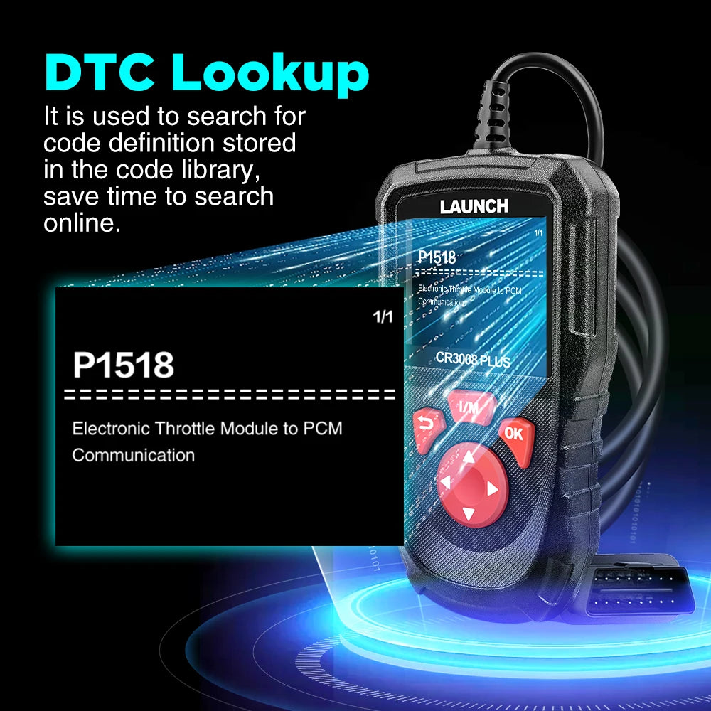 LAUNCH X431 CR3008 PLUS OBD2 Scanner OBDII Code Reader Diagnostic Tool DTC Lookup Check Engine Battery Scan Lifetime Free Update