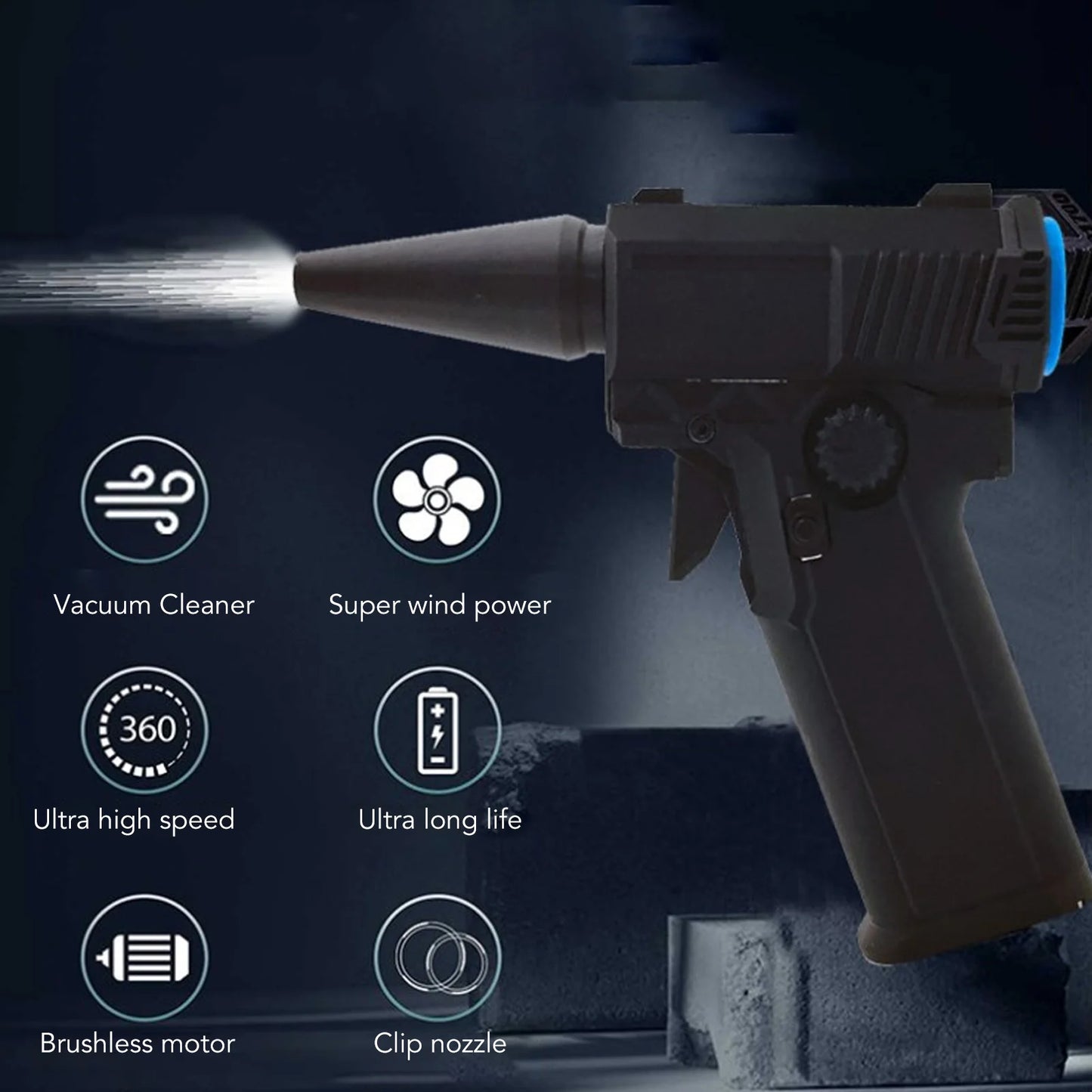 Electric Air Blower Long Endurance 200000RPM Electric Air Duster Stepless Speed QC15W Fast  for Car for Outdoor for Lens