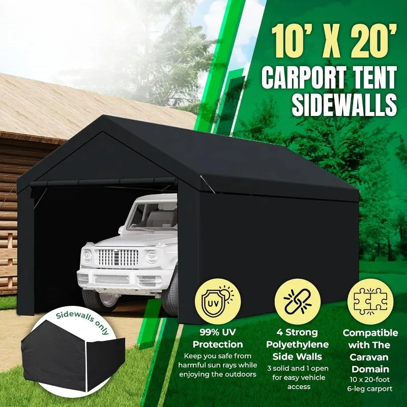 Canopy Sidewalls Only for Carport, Car Garage Tent & Shed, Domain, 10 x 20 Ft, Black